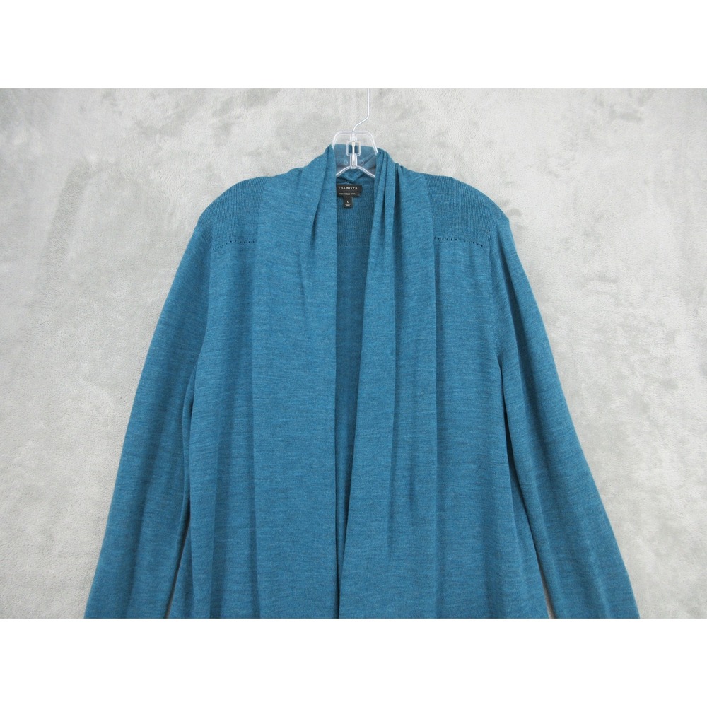 Talbots Sweater Womens Size L Merino Wool Open Front Cardigan Cozy Quiet Luxury - Picture 3 of 11